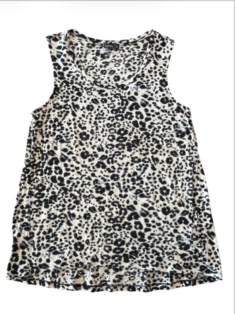 Express Leopard Print Sleeveless Tank Top Black White Animal Print Medium